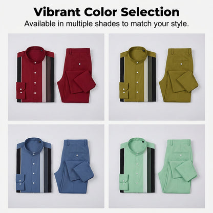 Men's Striped Shirt & Pants 2-Piece Set
