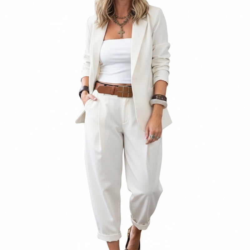🥳2026 HOT SALE🥳💞50K+ SOLD!🎀💫 50% OFF! Women's Tapered Pants & Blazer Set – Open-front design, relaxed fit. Neutral colors pair with anything. Effortless elegance for any occasion. 🛡️🕊️