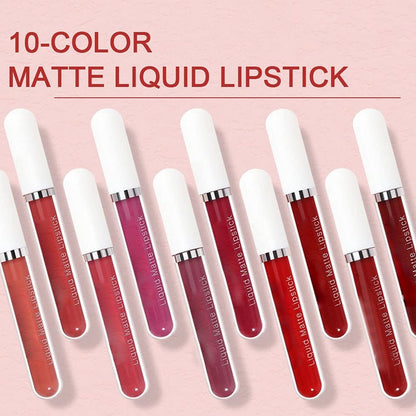 💞10Pcs Matte Waterproof  Long Lasting Lip Gloss