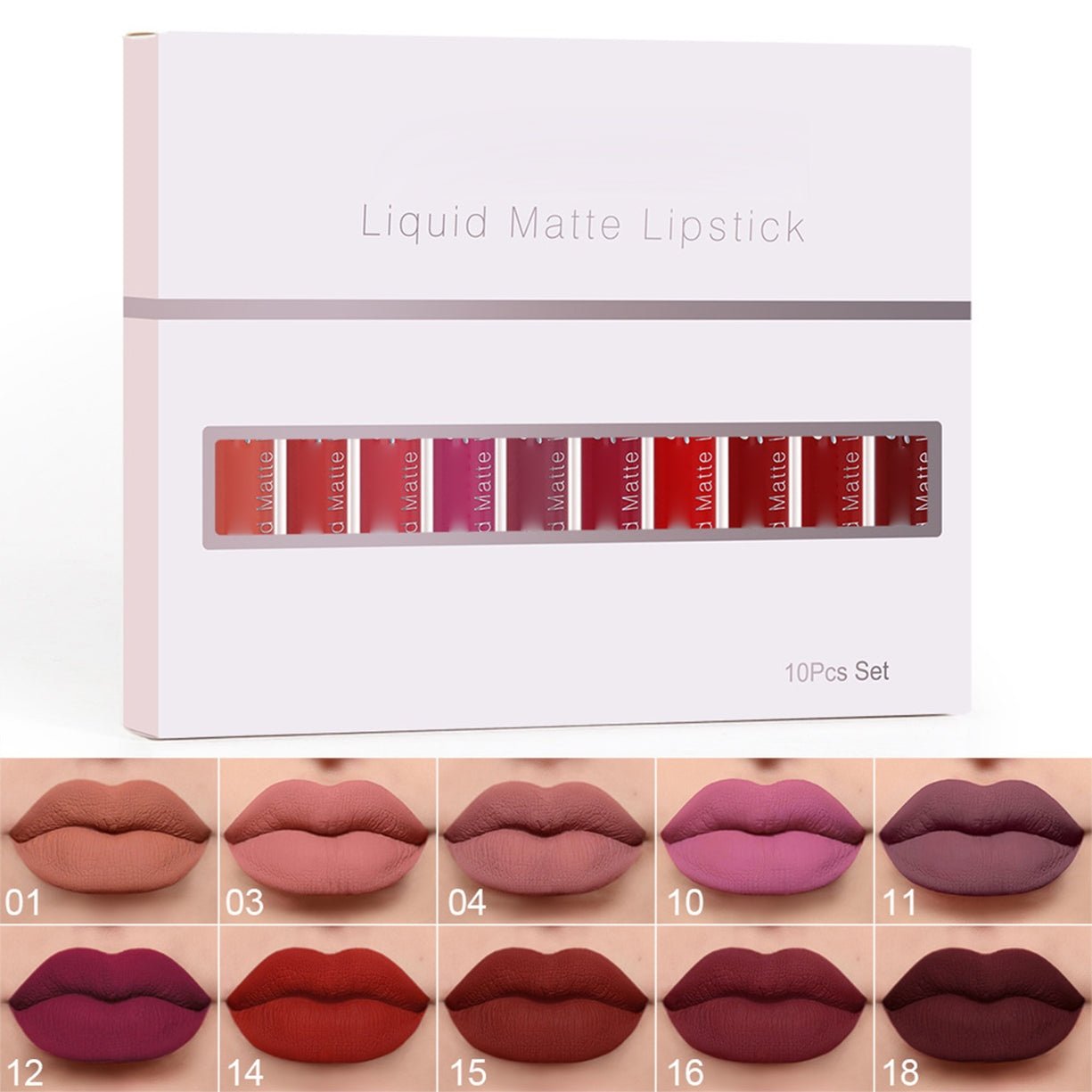 💞10Pcs Matte Waterproof  Long Lasting Lip Gloss