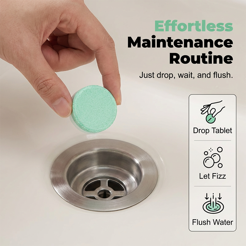 Odor-neutralizing effervescent tablets for drains