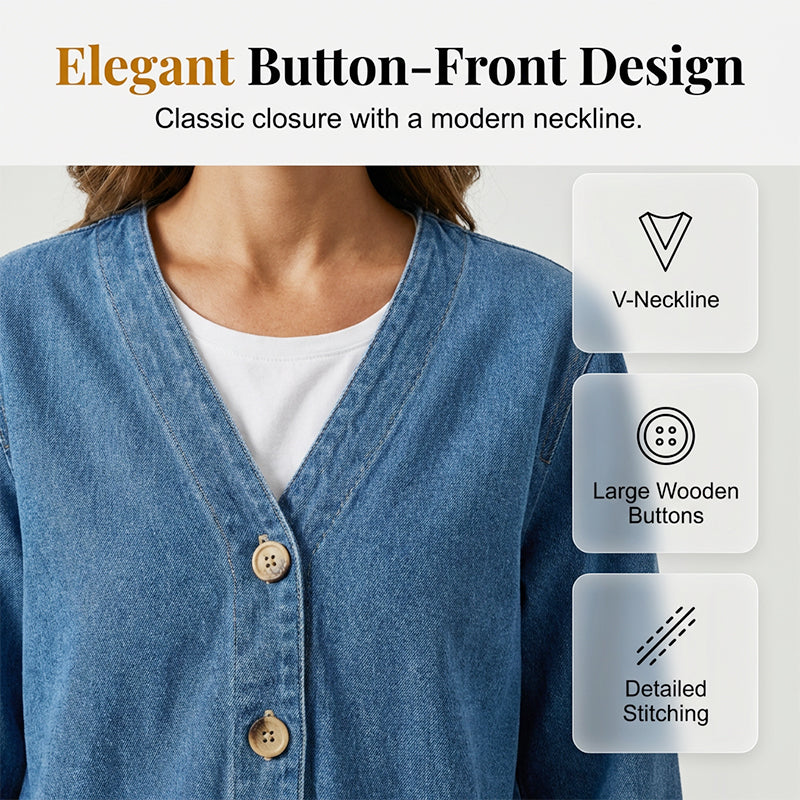 ✨Sale – 50% off✨Classic women's button-front denim jacket