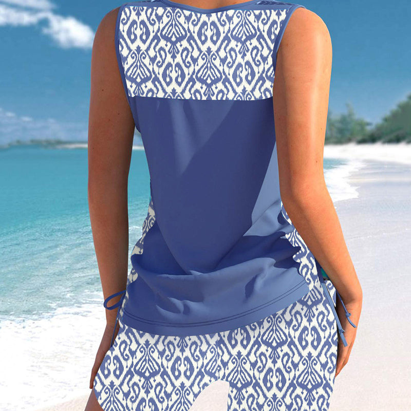 🏆SUMMER HOT SALE 50% OFF- Miraclesuit Women's Tummy Control Tankini Set with Built-In Bra – Flattering Boho Swimwear with Shorts🔥