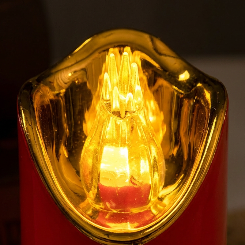 Flameless Pillar LED Candle with Gold Cross