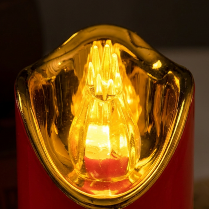Flameless Pillar LED Candle with Gold Cross