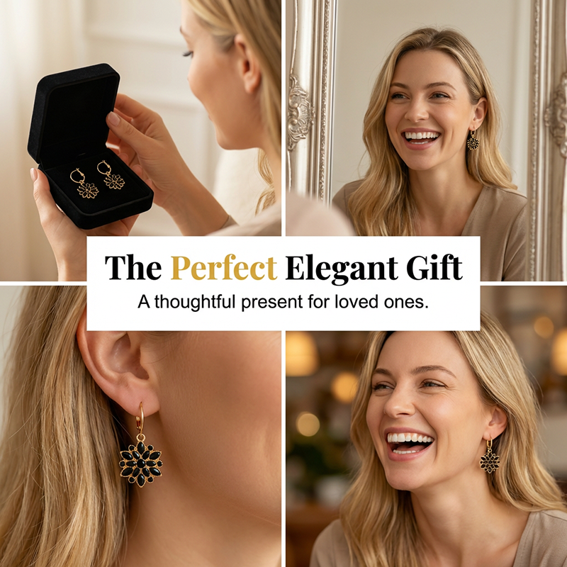 ⏳Limited-time 50% off⏰Elegant Black Flower Dangle Earrings🖤❄️🌸