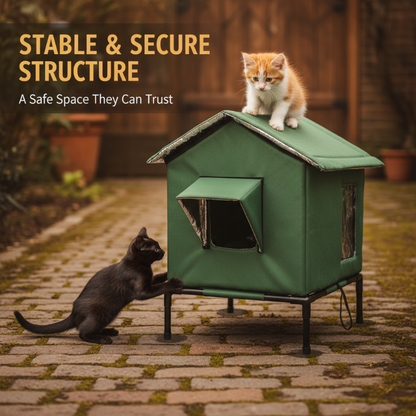 ⏳🔥LIMITED-TIME 50% OFF! ⏰All-Weather Elevated Outdoor Cat House – Waterproof Oxford Cloth, Thermal Aluminum Lining & Foldable Design 🐈🏠🌧️