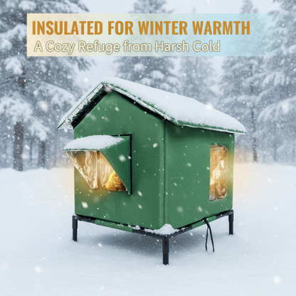 ⏳🔥LIMITED-TIME 50% OFF! ⏰All-Weather Elevated Outdoor Cat House – Waterproof Oxford Cloth, Thermal Aluminum Lining & Foldable Design 🐈🏠🌧️
