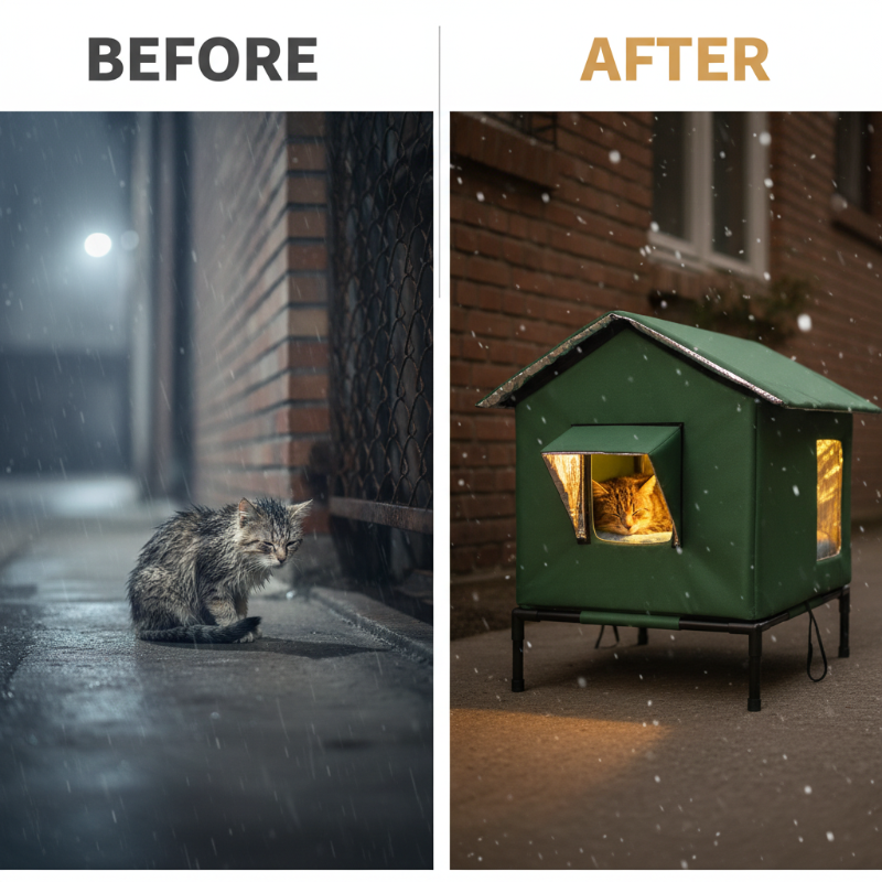 ⏳🔥LIMITED-TIME 50% OFF! ⏰All-Weather Elevated Outdoor Cat House – Waterproof Oxford Cloth, Thermal Aluminum Lining & Foldable Design 🐈🏠🌧️