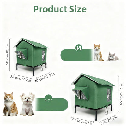 ⏳🔥LIMITED-TIME 50% OFF! ⏰All-Weather Elevated Outdoor Cat House – Waterproof Oxford Cloth, Thermal Aluminum Lining & Foldable Design 🐈🏠🌧️