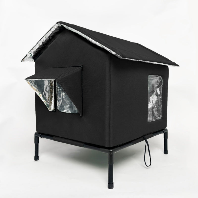⏳🔥LIMITED-TIME 50% OFF! ⏰All-Weather Elevated Outdoor Cat House – Waterproof Oxford Cloth, Thermal Aluminum Lining & Foldable Design 🐈🏠🌧️