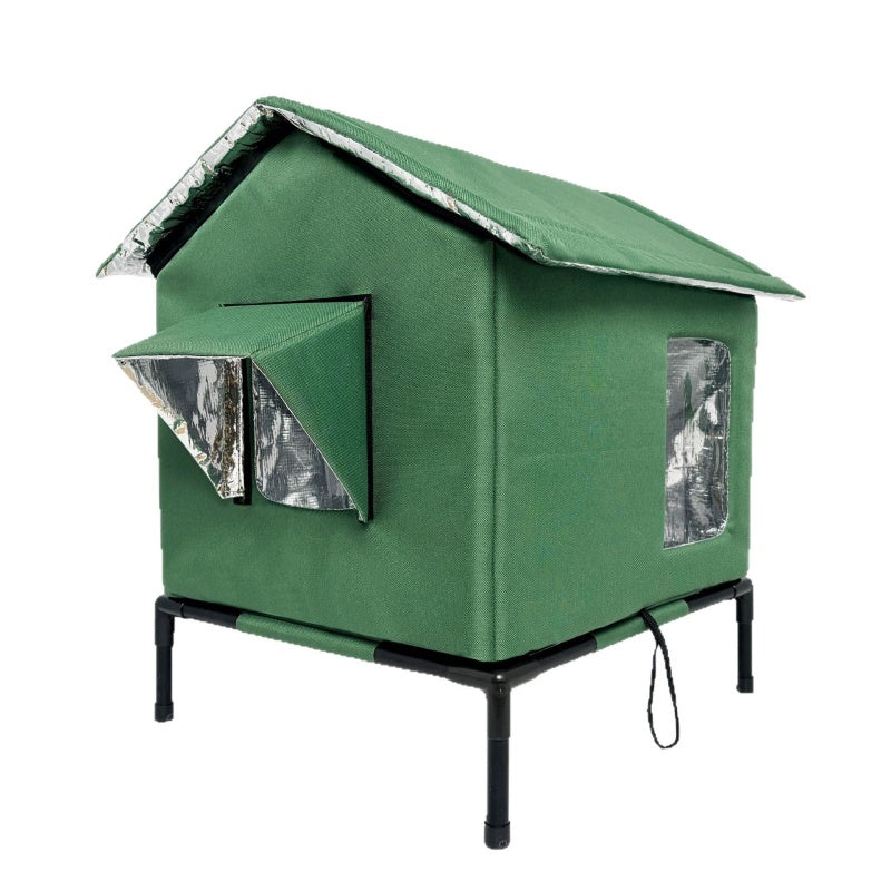 ⏳🔥LIMITED-TIME 50% OFF! ⏰All-Weather Elevated Outdoor Cat House – Waterproof Oxford Cloth, Thermal Aluminum Lining & Foldable Design 🐈🏠🌧️