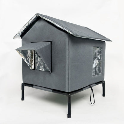 ⏳🔥LIMITED-TIME 50% OFF! ⏰All-Weather Elevated Outdoor Cat House – Waterproof Oxford Cloth, Thermal Aluminum Lining & Foldable Design 🐈🏠🌧️