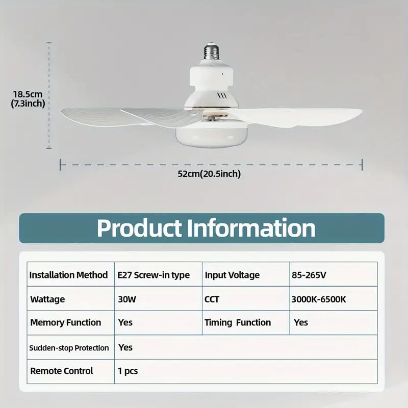 🔥Sale 58%OFF-💡🔥2-IN-1 PORTABLE CEILING FAN & LIGHT with Remote Control