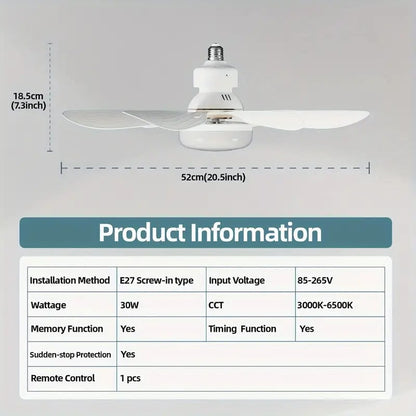 🔥Sale 58%OFF-💡🔥2-IN-1 PORTABLE CEILING FAN & LIGHT with Remote Control