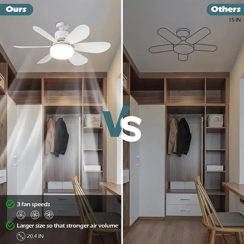 🔥Sale 58%OFF-💡🔥2-IN-1 PORTABLE CEILING FAN & LIGHT with Remote Control