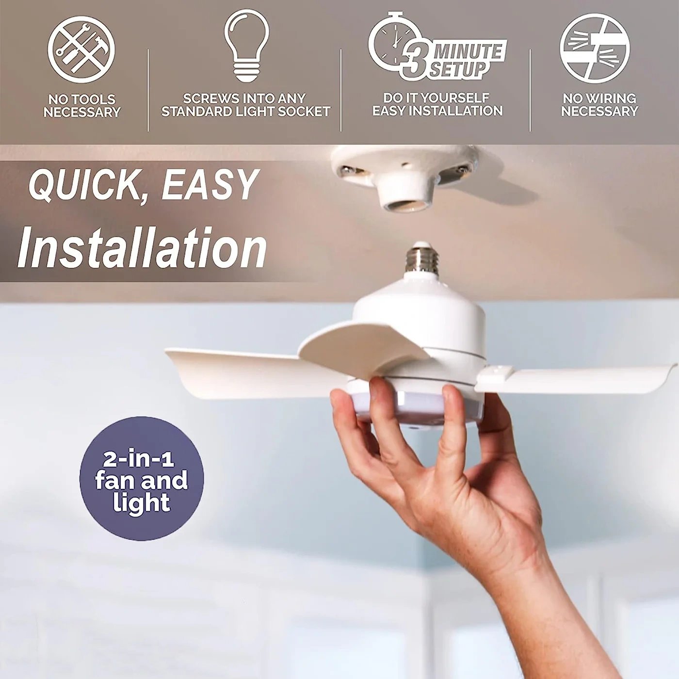 🔥Sale 58%OFF-💡🔥2-IN-1 PORTABLE CEILING FAN & LIGHT with Remote Control