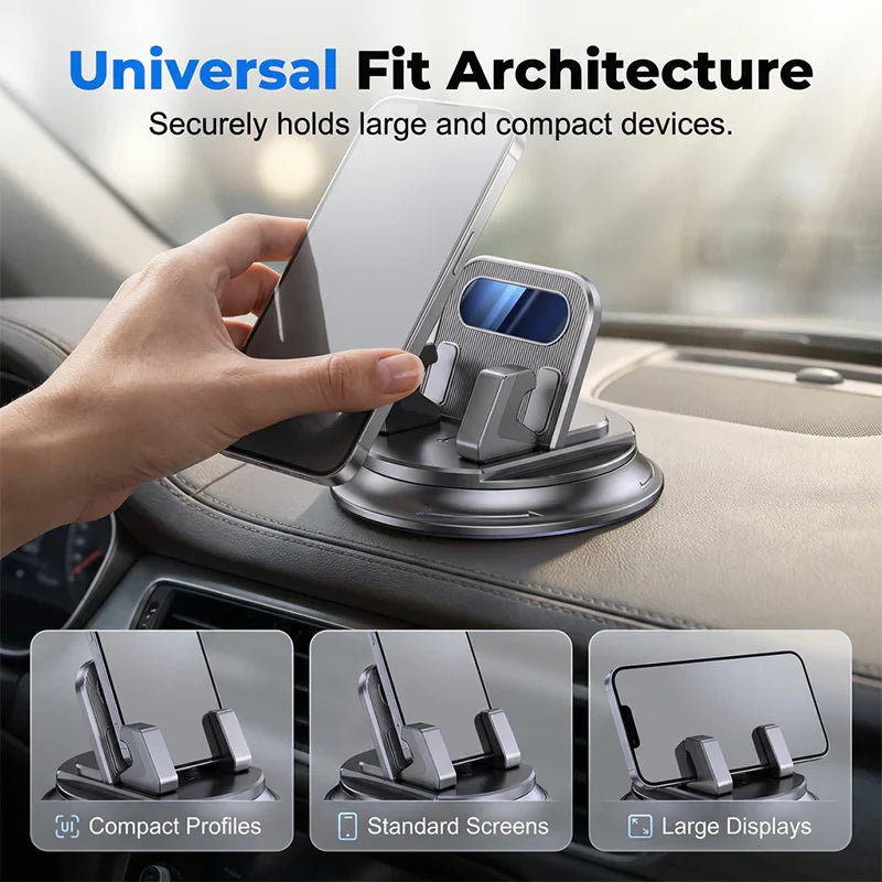 🔥360° Car Phone Holder 🏆 – Rock-Solid Suction, Fits All Phones 🔄