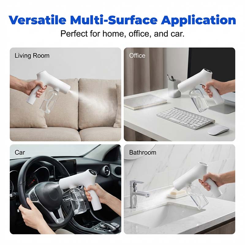 ⏳Time-Limited Special⏰Cordless Nano Atomizer Spray Gun‑Blue Light Touchless Disinfecting Sprayer, 380ML Rechargeable Ultra‑Fine Mist Gun for Home, Office & Household Sanitizing