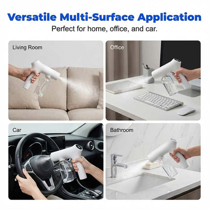 ⏳Time-Limited Special⏰Cordless Nano Atomizer Spray Gun‑Blue Light Touchless Disinfecting Sprayer, 380ML Rechargeable Ultra‑Fine Mist Gun for Home, Office & Household Sanitizing