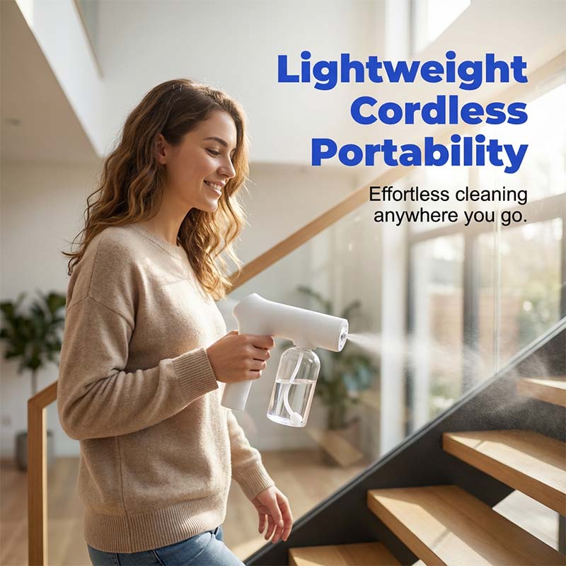 ⏳Time-Limited Special⏰Cordless Nano Atomizer Spray Gun‑Blue Light Touchless Disinfecting Sprayer, 380ML Rechargeable Ultra‑Fine Mist Gun for Home, Office & Household Sanitizing