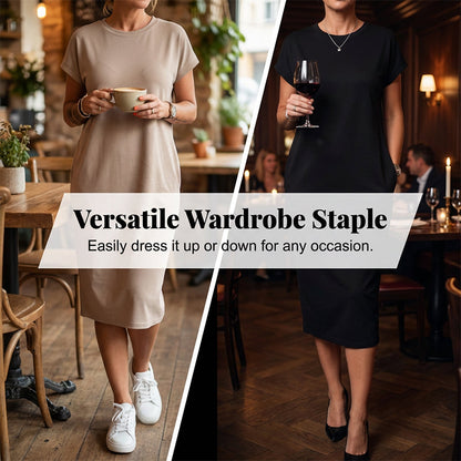 🌸 50% OFF NOW! 🌸Women's T-Shirt Dress – Soft, Pockets, Effortless Midi👗