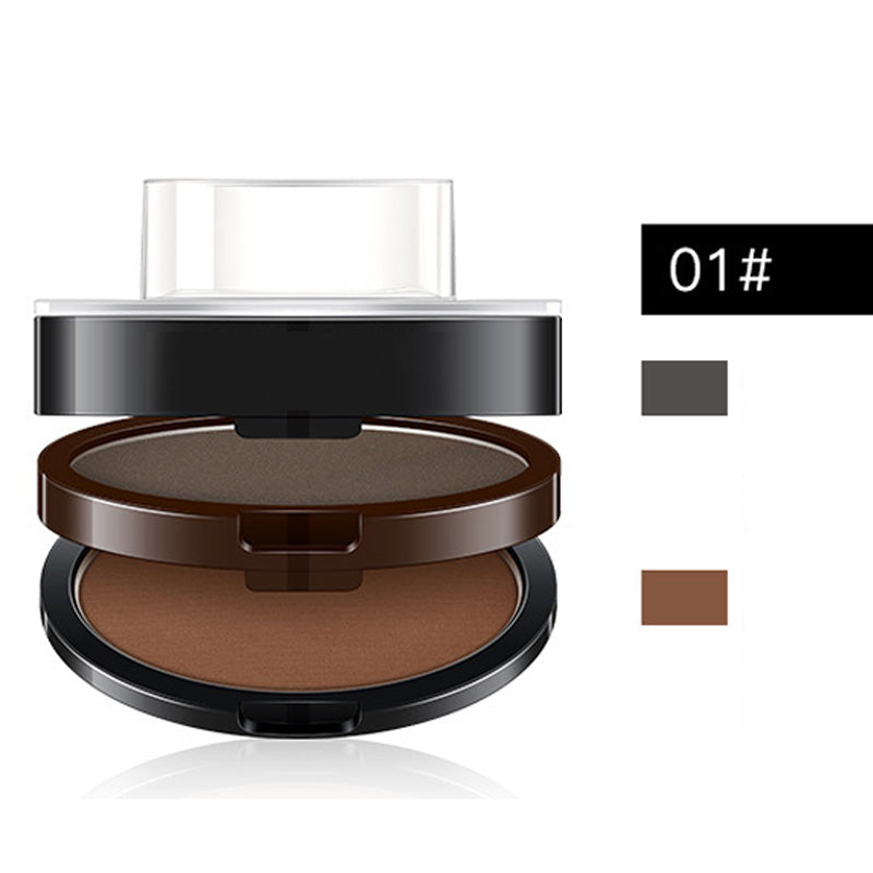 ✨ 50% OFF!🖌️🖌️2-Color Waterproof Eyebrow Stamp Powder Kit, Smudge-Proof Quick Natural Full Brow Makeup with Dual-End Brush