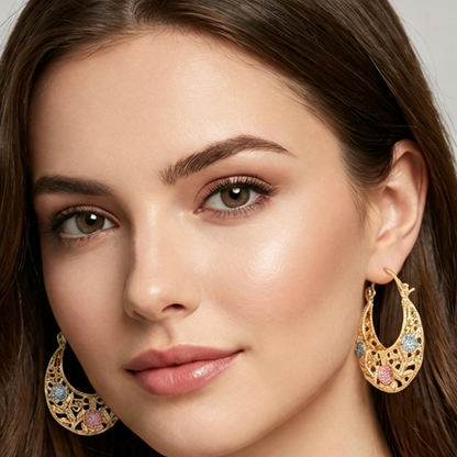 💐 Gold-Plated Crescent Moon Enamel Flower Earrings – Affordable Luxury, Versatile ✨