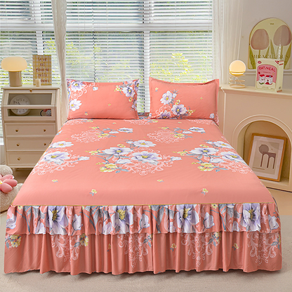 🥳SUMMER HOT SALE💞3-Piece Ruffled Bed Skirt Set