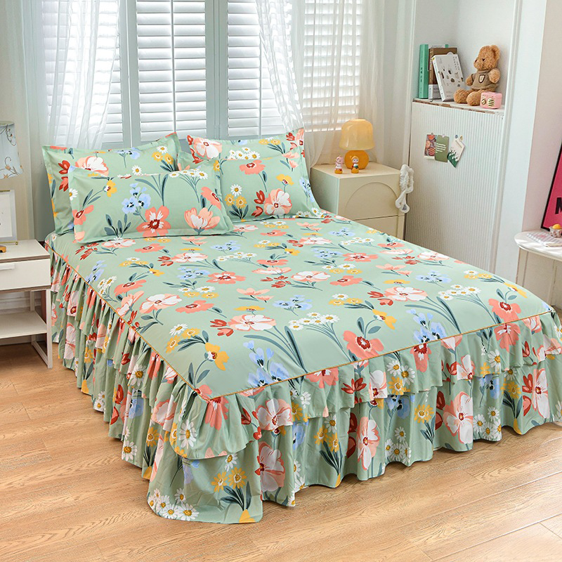 🥳SUMMER HOT SALE💞3-Piece Ruffled Bed Skirt Set