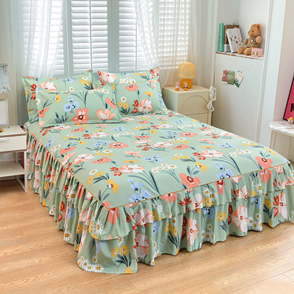 🥳SUMMER HOT SALE💞3-Piece Ruffled Bed Skirt Set
