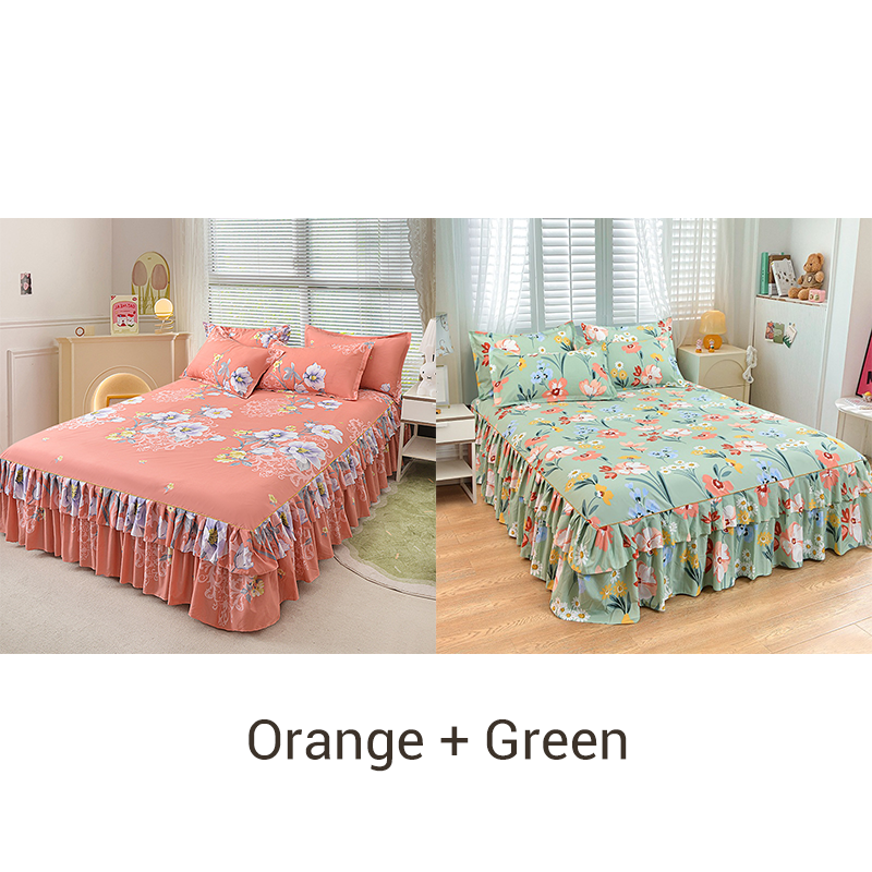 🥳SUMMER HOT SALE💞3-Piece Ruffled Bed Skirt Set