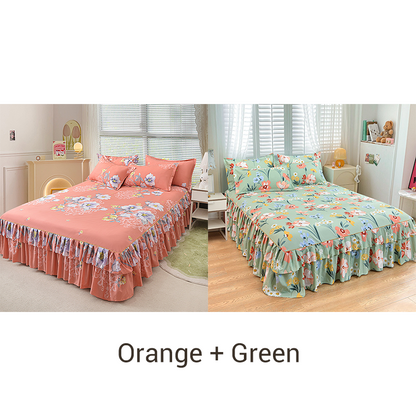 🥳SUMMER HOT SALE💞3-Piece Ruffled Bed Skirt Set