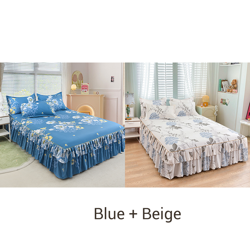 🥳SUMMER HOT SALE💞3-Piece Ruffled Bed Skirt Set