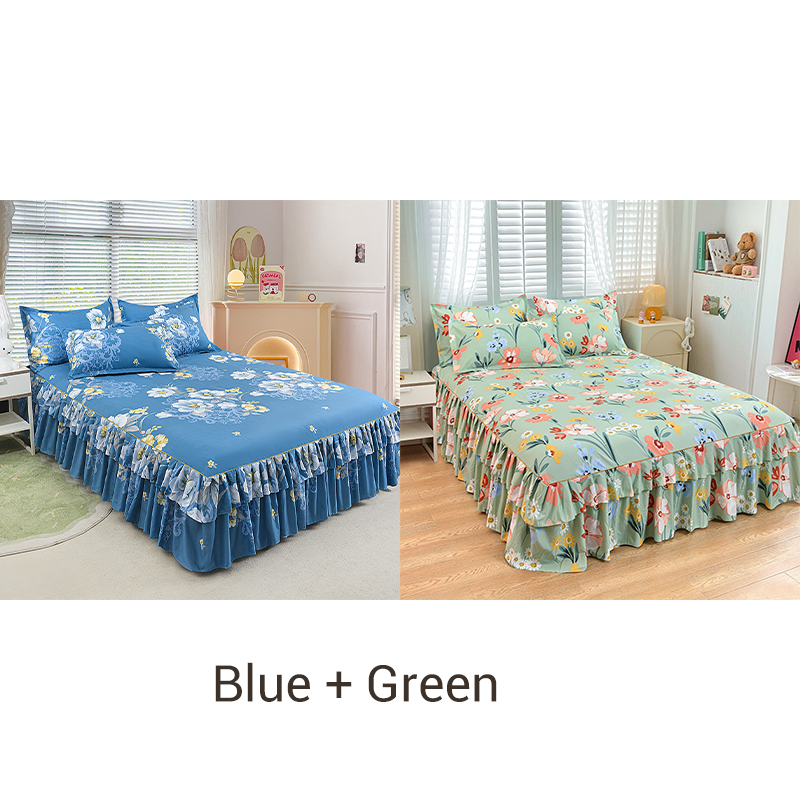 🥳SUMMER HOT SALE💞3-Piece Ruffled Bed Skirt Set