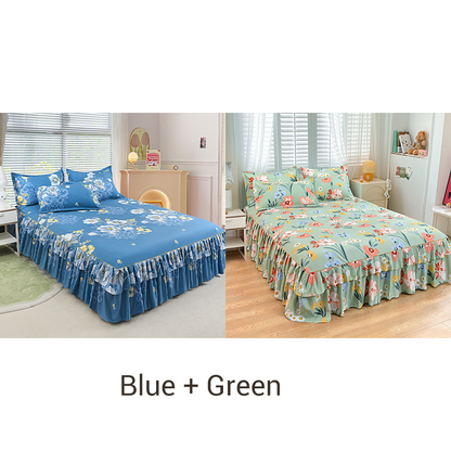 🥳SUMMER HOT SALE💞3-Piece Ruffled Bed Skirt Set