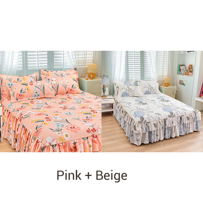 🥳SUMMER HOT SALE💞3-Piece Ruffled Bed Skirt Set