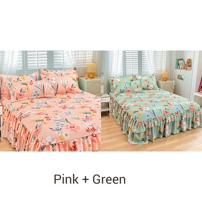 🥳SUMMER HOT SALE💞3-Piece Ruffled Bed Skirt Set
