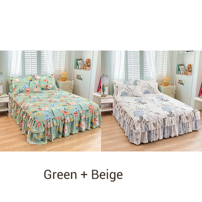 🥳SUMMER HOT SALE💞3-Piece Ruffled Bed Skirt Set