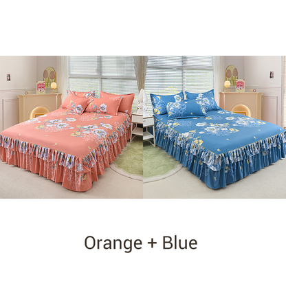 🥳SUMMER HOT SALE💞3-Piece Ruffled Bed Skirt Set