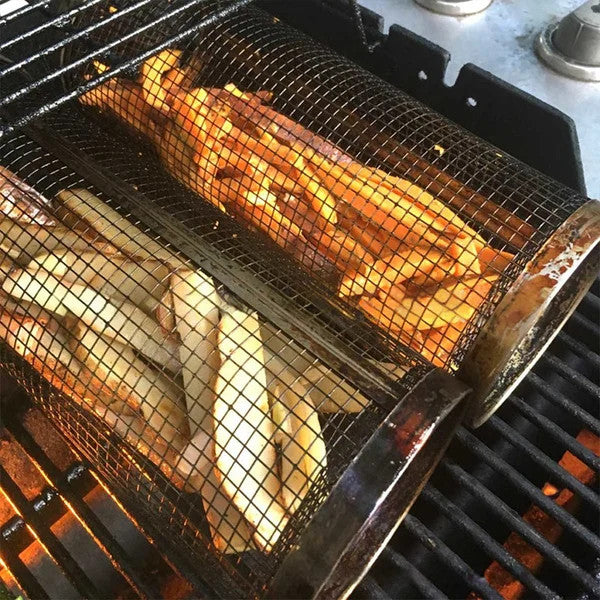 🔥🍖 Limited Time BBQ Deal – 360° Rolling Grilling Basket | Non-Stick Rotisserie Grill Basket for Meat, Vegetables & More
