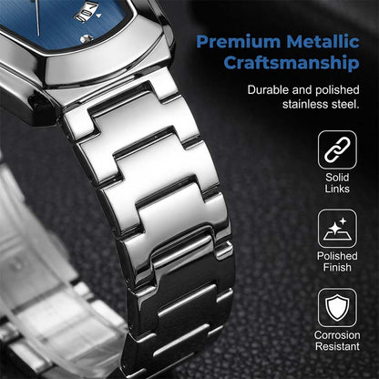 ⌚ LIMITED-TIME 50% OFF! ✨ Men's Rhombus-Shaped Watch – Stainless Steel, Blue Dial, Elegant 🌀