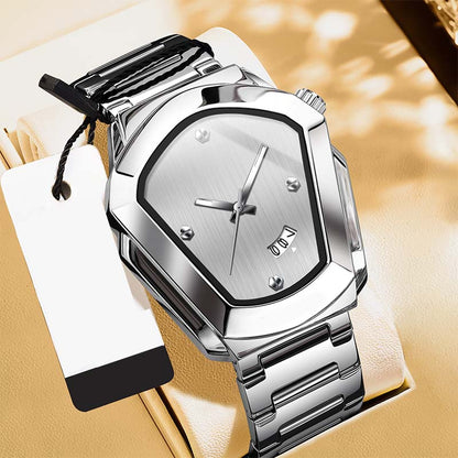 ⌚ LIMITED-TIME 50% OFF! ✨ Men's Rhombus-Shaped Watch – Stainless Steel, Blue Dial, Elegant 🌀