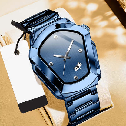 ⌚ LIMITED-TIME 50% OFF! ✨ Men's Rhombus-Shaped Watch – Stainless Steel, Blue Dial, Elegant 🌀