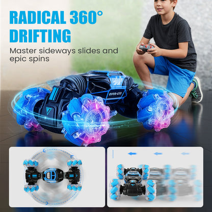 Gesture-Sensing Transforming RC Stunt Car with Drifting