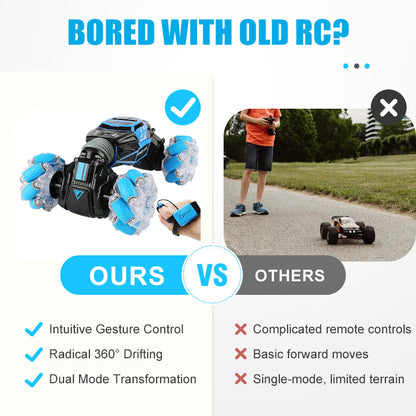 Gesture-Sensing Transforming RC Stunt Car with Drifting