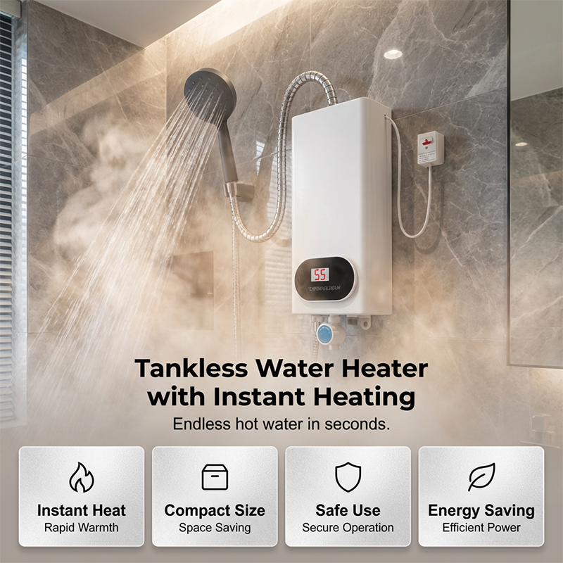 🎉 2026 Sale — Over 15,000 Sold!💧 Compact Tankless Instant Electric Water Heater‑LED Temperature Display with Multi‑Safety Protection ✨