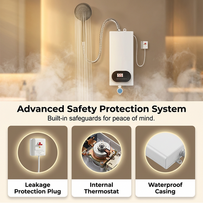 🎉 2026 Sale — Over 15,000 Sold!💧 Compact Tankless Instant Electric Water Heater‑LED Temperature Display with Multi‑Safety Protection ✨