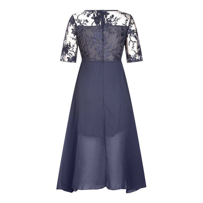 Floral Embroidery Midi Dress – Flowy & Elegant Scoop Neck🌸