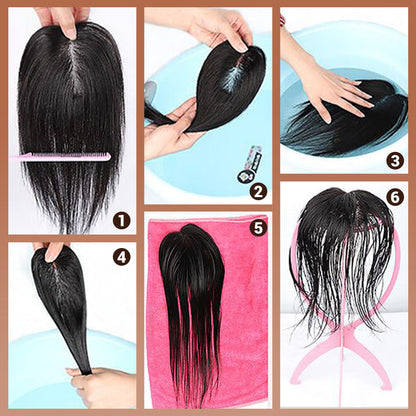 Women's Natural Black Hair Toppers with Clips